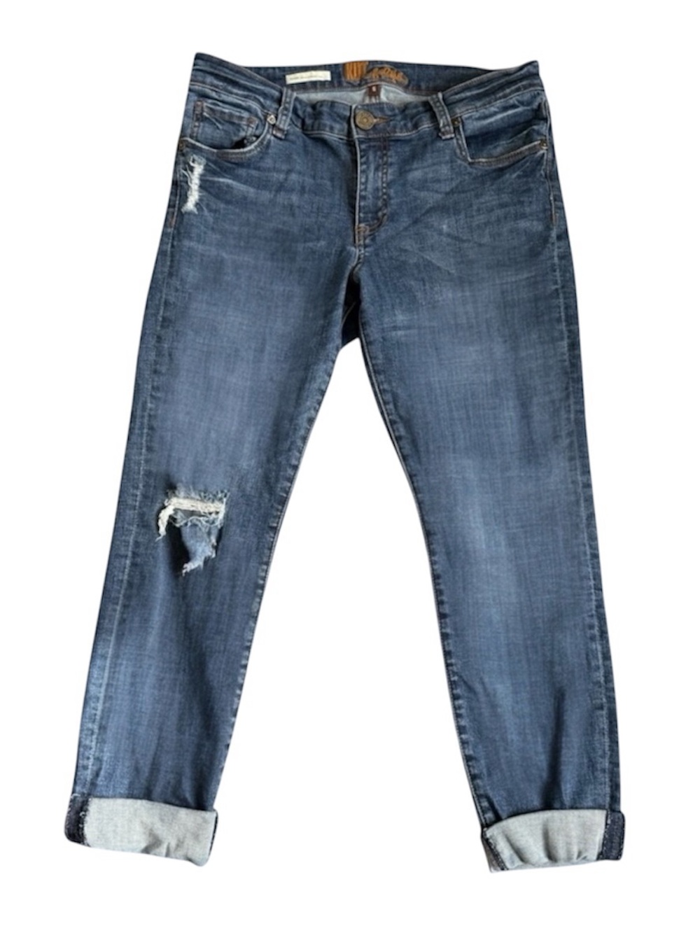 Kut From The Kloth Asher Straight Leg Jeans Size 6 Distressed Cuffed